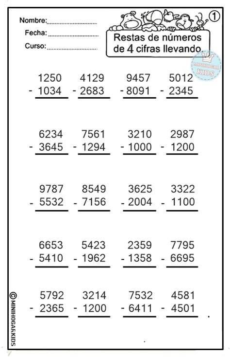 Ejercicios De La Resta