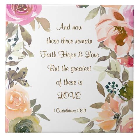 1 Corinthians 13 13 Faith Hope Love Bible Verse Ceramic Tile Zazzle