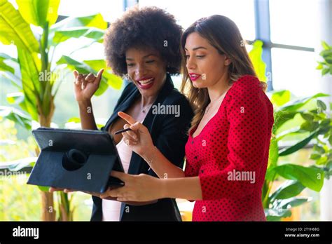 Jeunes filles entreprenantes blonde caucasienne et fille à la peau noire avec des cheveux afro