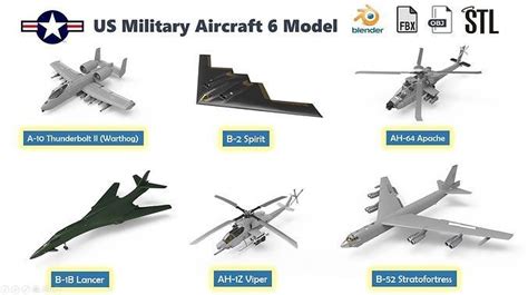 3D model US Military Aircraft 6 list 3d model VR / AR / low-poly | CGTrader