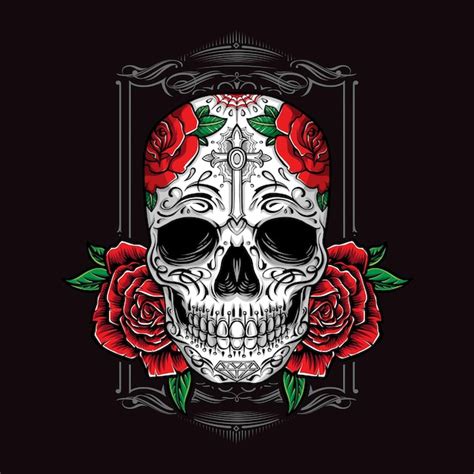 Premium Vector Red Skull Roses Logo