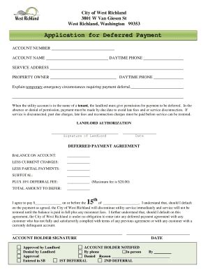 Fillable Online Application For Deferred Payment Fax Email Print