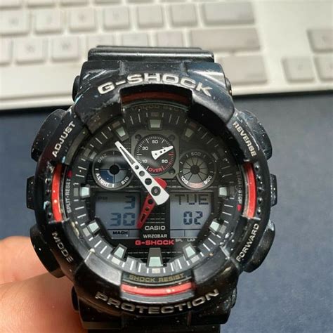 Casio G-Shock RED/BLACK Men's Watch GA-100 Worn with NEW BATTERY ...