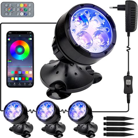 GreenSun Lumières LED Submersible RGB Projecteurs Lampe Spot