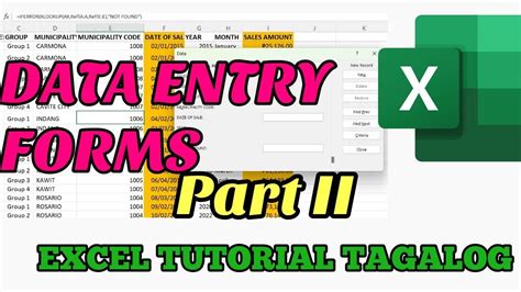 How To Create A Simple DATA ENTRY FORM Part II Excel Tagalog Tutorial