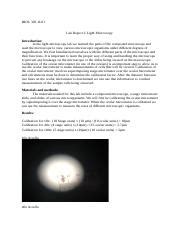 Lab Report 1 Docx BIOL 303 1L01 Lab Report I Light Microscopy