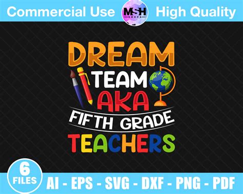 Dream Team Aka Fifth Grade Teachers Svg Back To School Svg Etsy