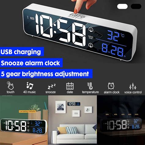 Digital Alarm Clock Dual Mode Wireless Digital Snooze Electronic Mirror