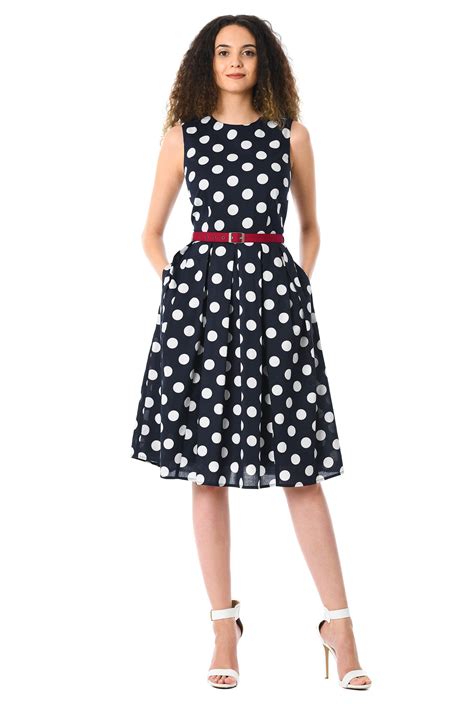 Shop Polka Dot Cotton Belted Dress Eshakti