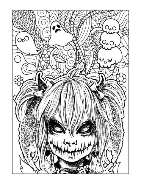 Creepy Halloween Coloring Pages For Adults Etsy