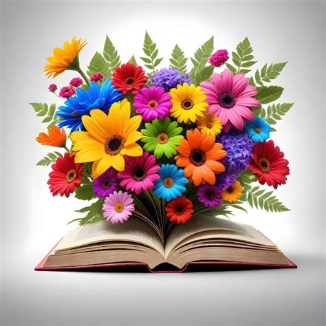 Premium Photo An Open Book With Colorful Flowers On It