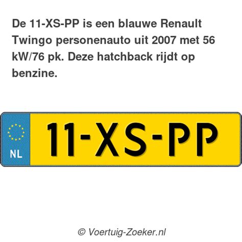 Kenteken 11 XS PP Renault Twingo Auto 11XSPP Voertuig Zoeker Nl