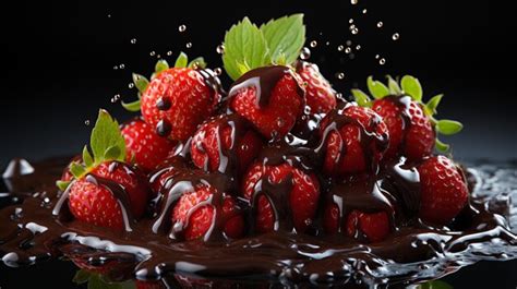 Premium AI Image | chocolate cake and strawberries