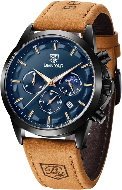 Benyar Herren Uhr Chronograph Analog Quarz Wasserdicht Leuchtende Datum