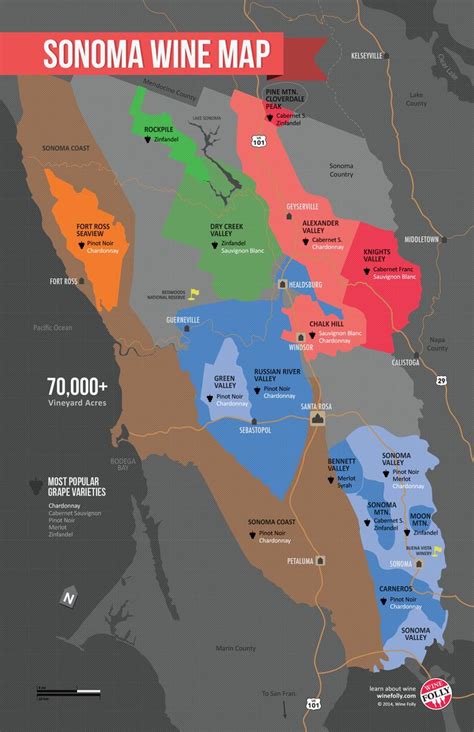 Usa California North Coast Wine Map Carte Des Vins Vin Vins Et