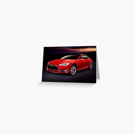 Tesla Model S Red Luxury Electric Car Outdoors Art Photo Print