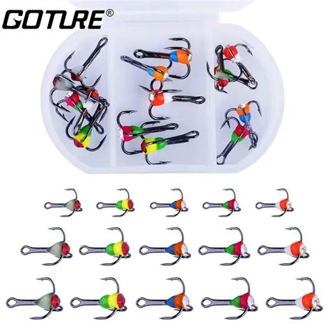 Goture Pcs Set Ice Fishing Jig Lure Sharp Treble Hooks With Luminious