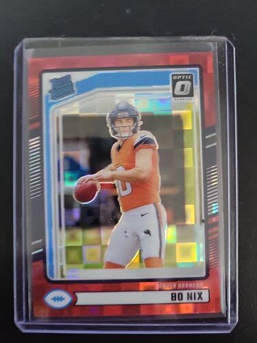 Bo Nix 2024 Donruss Optic Preview Red Pandora Rated Rookie RC Broncos