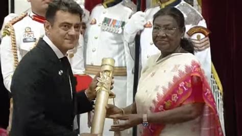 ajith kumar receives padma bhushan  president droupadi murmu