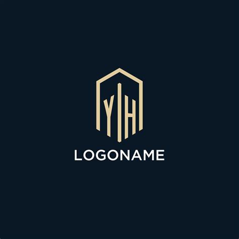 Yh Initial Monogram Logo With Hexagonal Shape Style Real Estate Logo