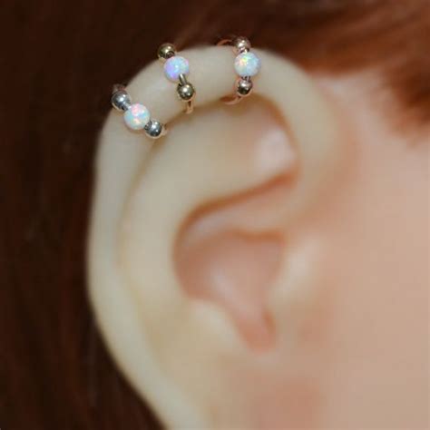 Tragus Earring G Gold Nose Ring Mm White Opal Tragus Hoop Forward