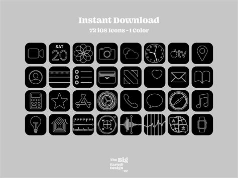 Aesthetic Black Ios App Icons Pack 108 Icons 1 Color - Etsy | App icon ...