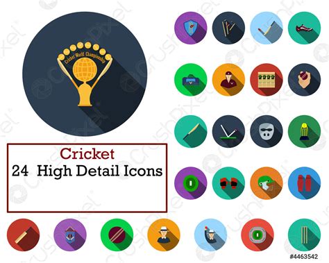 Cricket Icon Set Stock Vector Crushpixel