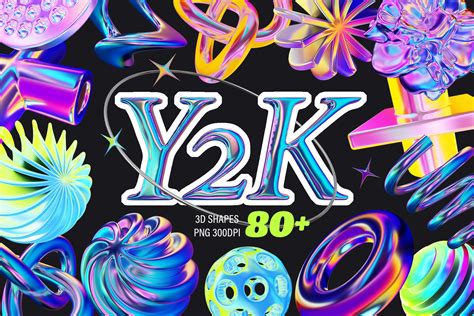 Y2k 3d Aesthetic Shapes Collection Graphics Creative Market