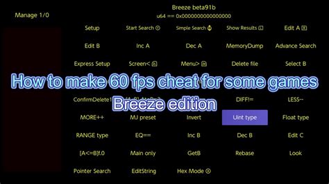 How to make 60 fps cheat for some games Breeze edition - YouTube