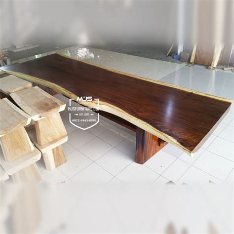 Meja Meeting Kayu Besar Solid Trembesi Jepara Mjs Furniture Jepara