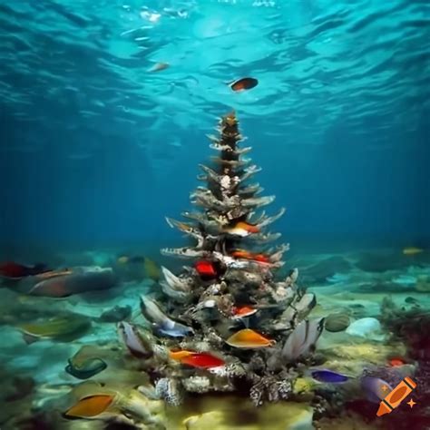 Underwater Christmas Tree Surrounded By Fish On Craiyon