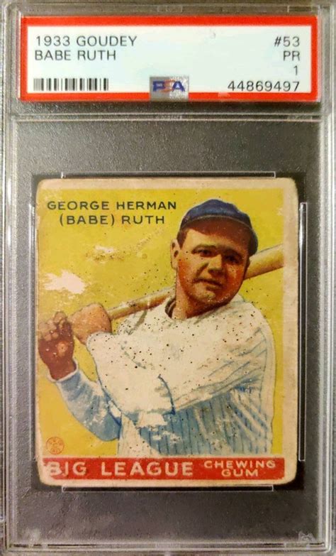 1933 Babe Ruth Goudey 53 Baseball Card PSA 1 Etsy