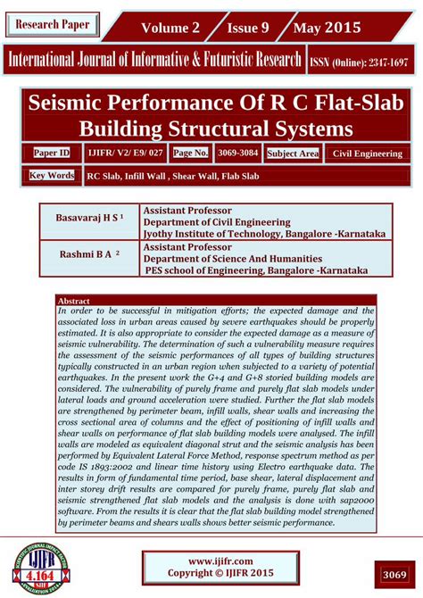 Pdf Seismic Performance Of R C Flat Slab Building Structural