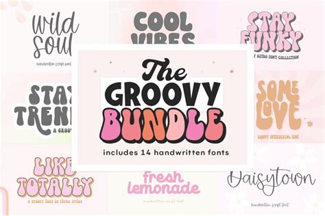 Retro Font Bundle - 14 Groovy Fonts