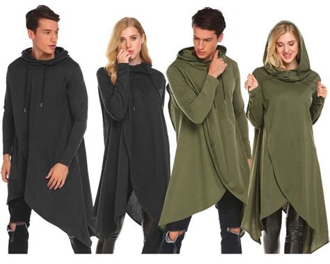 Amazon Coofandy Mens Casual Hooded Poncho Cape Cloak Irregular Hem