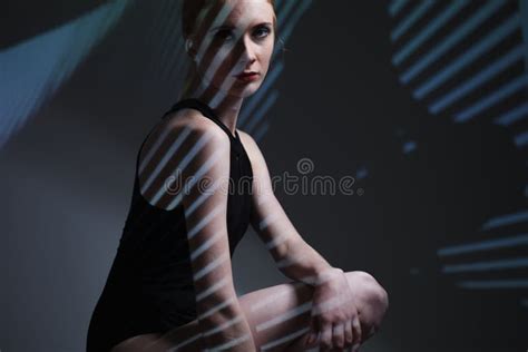 Fashion Art Studio Portrait Of Elegant Naked Lady With Shadow On Her Body Stock Photo Image Of