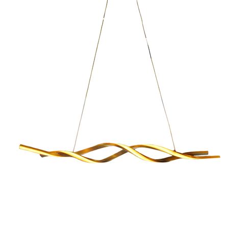 LUSTRE DE LED PENDENTE EM CURVAS ESTILO ONDAS DE METAL DOURADO FOSCO