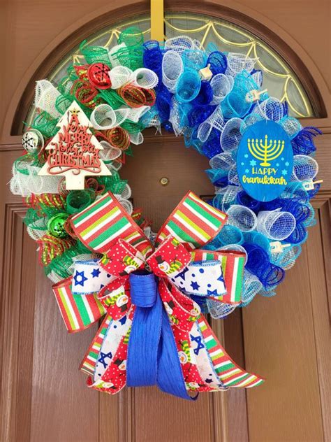 chrismukkah christmas hanukkah wreath hanukkah christmas decor