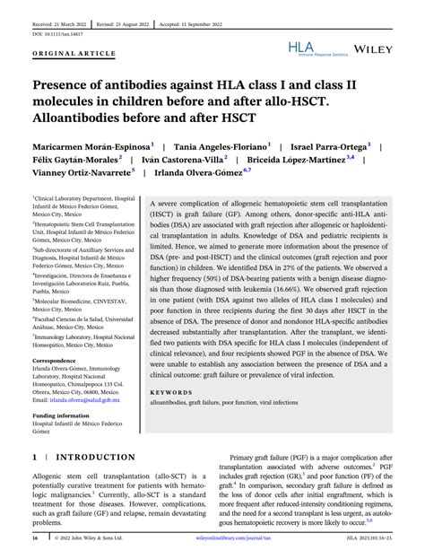 Presence Of Antibodies Against Hla Class I And Class Ii Molecules In