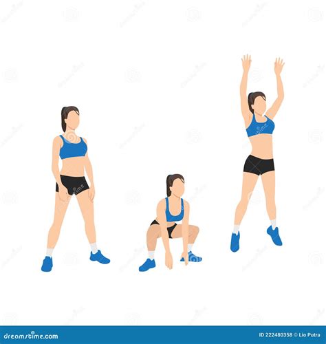 Mujer Haciendo Ejercicio De Saltos De Rana Vector Plano Ilustraci N