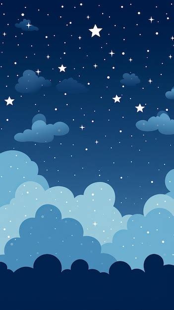 Cielo Nocturno Con Nubes Y Estrellas Ilustraci N Vectorial Foto Premium