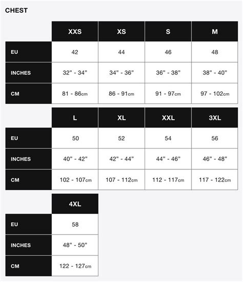 Uk Sizing Chart