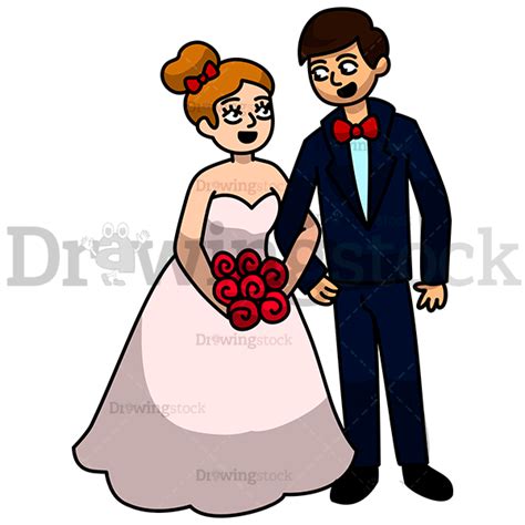 Couple Getting Married Vector Cartoon Drawing Image - drawingstock.com