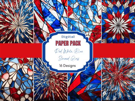 Red White Blue Stained Glass Paper Graphic By Mystic Mountain Press