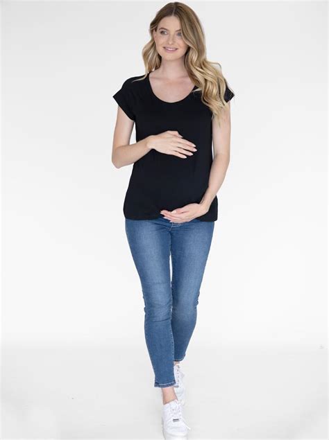 Over the Bump Skinny Fit Maternity Denim Jeans in Mid Blue #F-10