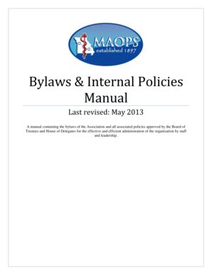 Fillable Online Maops Bylaws Internal Policies Manual Last Revised