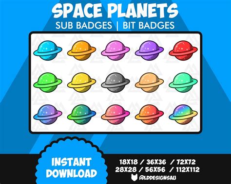 Twitch Sub Badges Space Planets Twitch Subscriber Badges Etsy