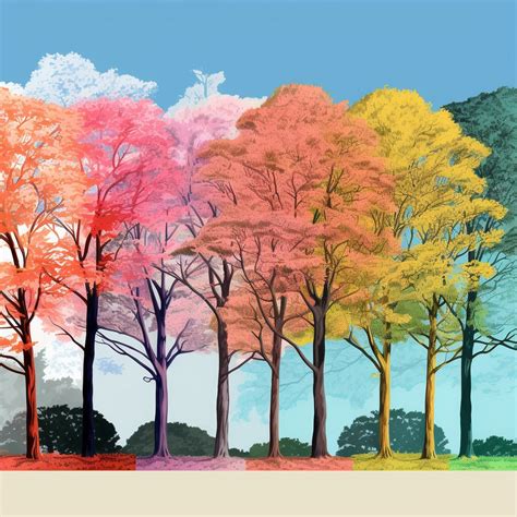 Colorful Trees And Leaves Digital Download Art 3 Digital Downloads