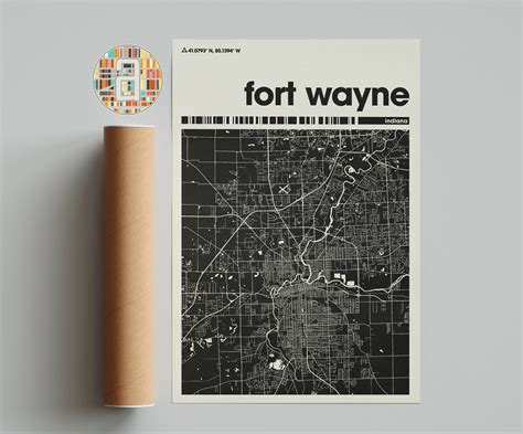 Fort Wayne City Map Indiana City Map Minimalist City Map - Etsy