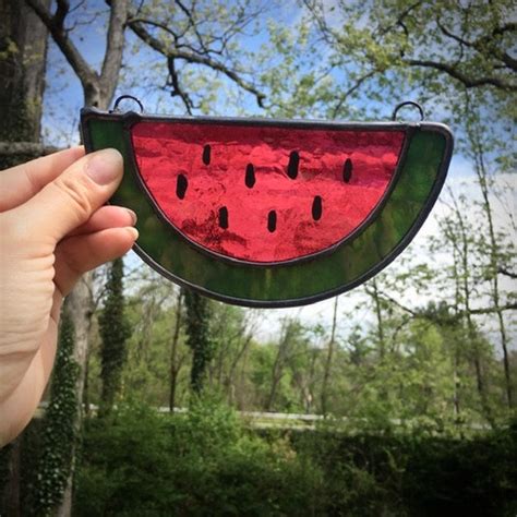 Stained Glass Watermelon Slice Suncatcher Housewarming Gift Etsy